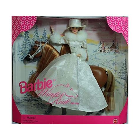MATTEL BARBIE poupée blonde cheval COFFRET winter ride gift set