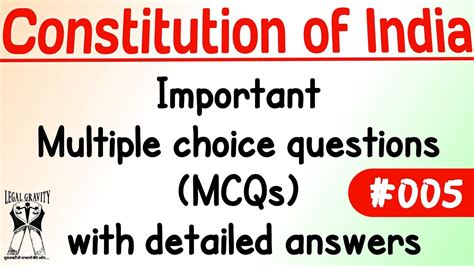 Important Mcqs Constitution Of India Youtube