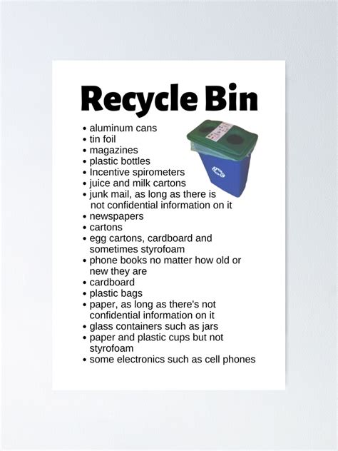 Recycle Bin List Infographic Poster For Sale By Caregiverology