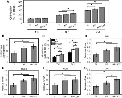 A Cell Viability Of Mc3t3 E1 Cells On Ti Np And Npll37 Substrates