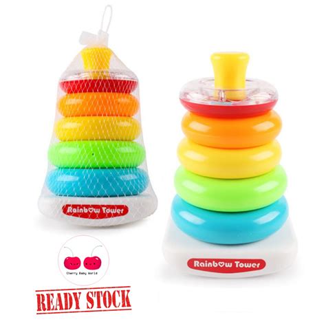 rock  stack rainbow tower ring baby stacking toy montessori toy