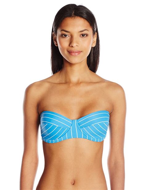 Vince Camuto Womens Underwire Molded Cup Bandeau Bra Bikini Top