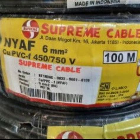 Jual KABEL NYAF 6mm Serabut SUPREME METAL KABELINDO JEMBO Kuning