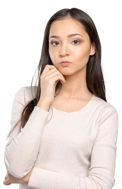 Mujer Asiática Pensando Foto Premium