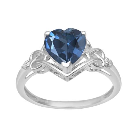 8 MM Heart Shape London Blue Topaz 925 Sterling Silver Women Love Ring