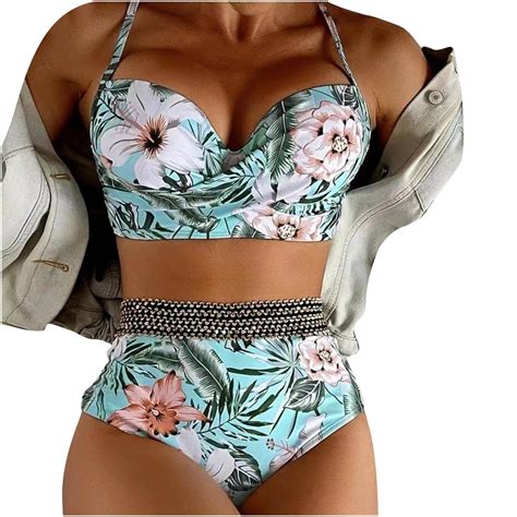 Hbyjlzyg Bikini Sets For Women Halter Swimsuit With Psdded Two Piece