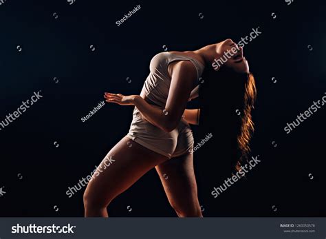 Sexy Brunette Woman Long Hair Dancing Stock Photo Shutterstock