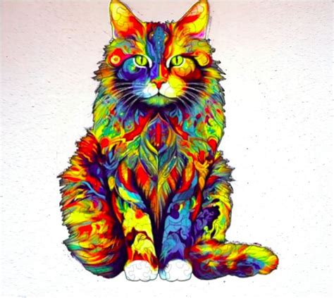 Wooden Cat Jigsaw Puzzle Handcrafted Multi Coloured Cat Puzzle Animal