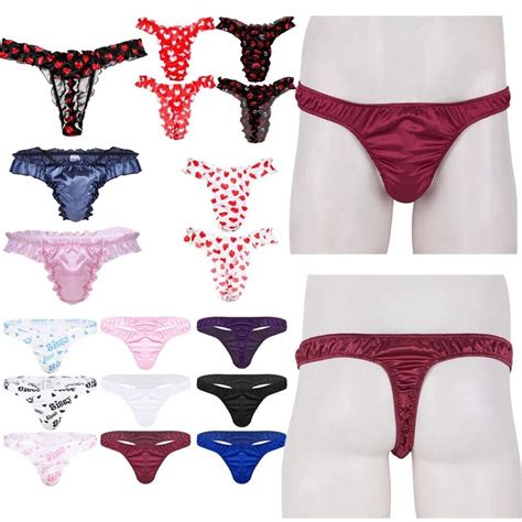 Men Shiny Satin Briefs Sissy Pouch Panties Bikini Thong Underwear Crossdress Ebay