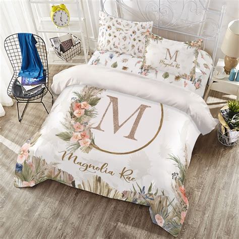 Boho Monogrammed Comforter Personalized Duvet Covers Girl Boho Duvet