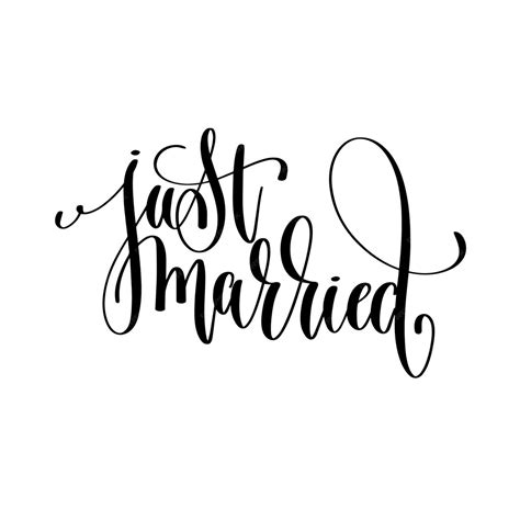 Premium Vector Just Married Black And White Handwritten Lettering