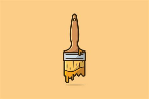 Paint Color Floating On Paint Brush Vector Illustration Painting Tool