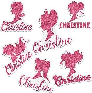 Amazon Custom Name Hot Pink Princess Sticker Personalized Name Glitter For Girls Birthday