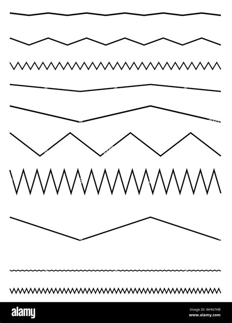 Wavy Billow Zigzag Line Element Set Lines With Waving Effect Stock