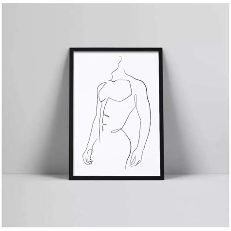 Buy Man One Line Drawing Male Figure Printable Wall Art Nude Art Man Body Print Abstract