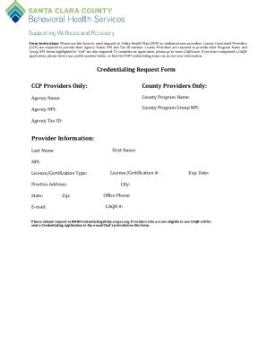 Fillable Online Credentialing Request Form CCP Providers Only Fax Email