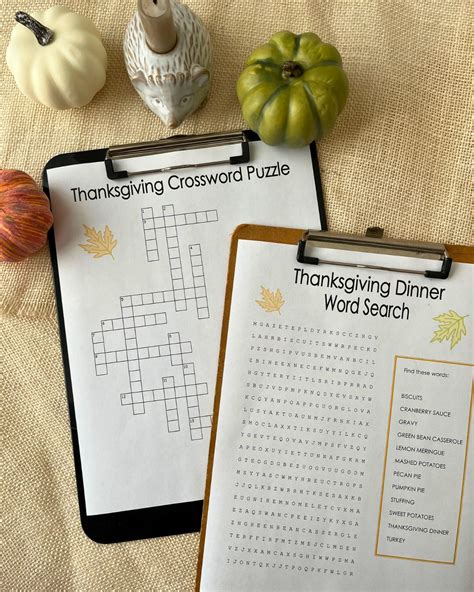 Thanksgiving Crossword Puzzle & Thanksgiving Word Search (Free PDFs