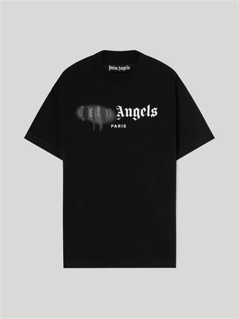 Paris Sprayed Logo T Shirt In Black Palm Angels Official