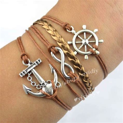 Antique Silver Anchor Bracelet Infinity Bracelet By Vividiy 5 59