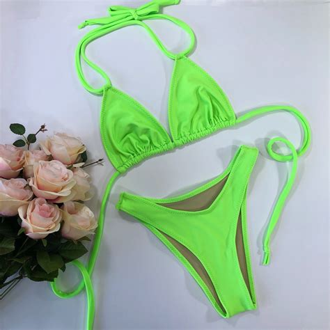 Neon Green High Leg Bikini Etsy