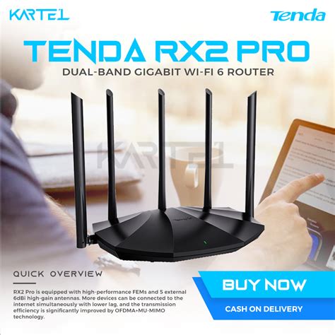 TENDA WiFi 6 RX2 Pro AX1500 Dual Band Gigabit Wireless Router ENGLISH