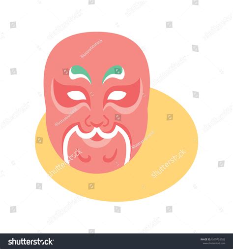 Vector Cartoon Antique Chinese Mask Illustration Stock Vector Royalty