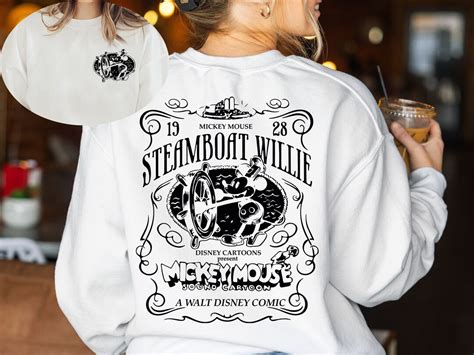 Vintage Mickey Steamboat Willie Sweatshirt Steamboat Willie Two Sided