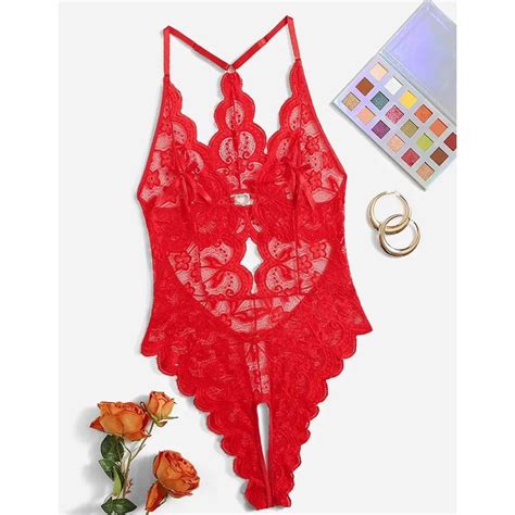 Lingerie Sexy Rendada Body Presente Aberturas Frontal E Pingente Atr S Shopee Brasil