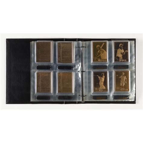 Complete Set Of 50 Danbury Mint 22kt Gold Baseball Cards In Binder With Babe Ruth Lou Gehrig
