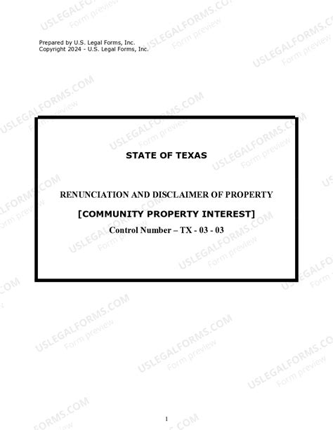 Texas Renunciation And Disclaimer of Property - Community Property