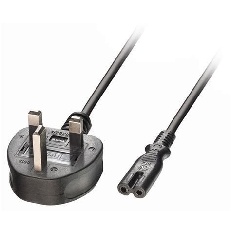 3m UK 3 Pin Plug To IEC C7 Mains Power Cable, Black - from LINDY UK