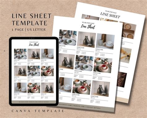 Line Sheet For Wholesale Canva Template Editable Price Etsy