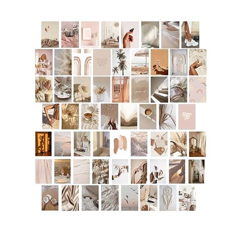 Buy Btaidi 60 Pcs Beige Boho Wall Collage Kit Aesthetic Pictures Cream