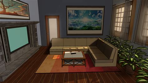 Anime Living Room Background Morning