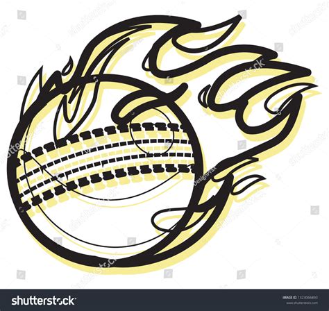 Cricket Ball On Fire Illustration Eps Stock Vector Royalty Free