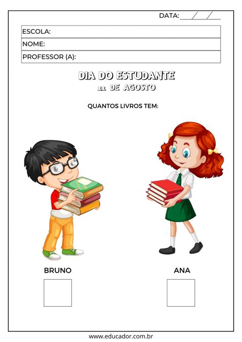 Atividades De Dia Do Estudante Para Educa O Infantil Educador