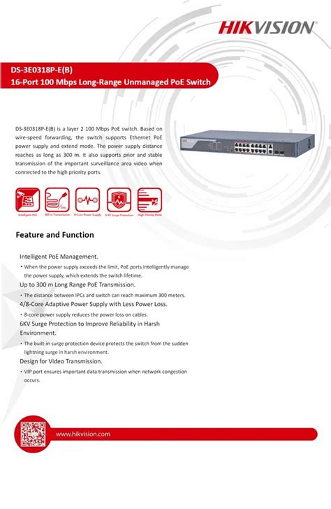 Hikvision Poe Swich Ds E P E Port Fast Ethernet Unmanaged Poe