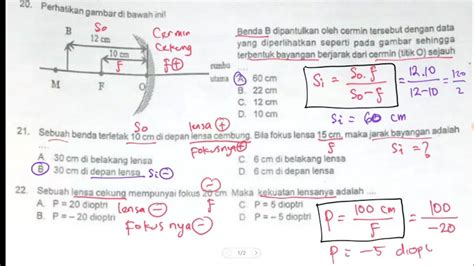 Rumus Cepat Mencari Jarak Bayangan Pada Cermin Dan Lensa Serta Kuat