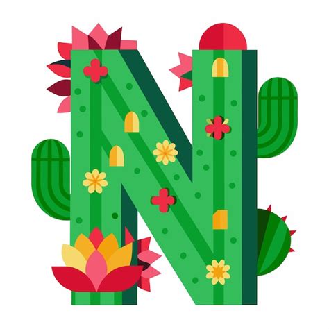 Premium Vector Cactus Alphabet Letter N Vector On Isolated White