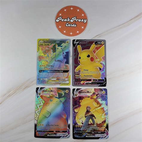 4 Cards Bundle Pikachu Vmax Rainbow Pikachu Tag Team Vmax Character