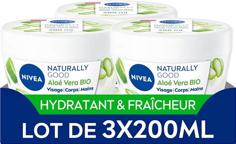 NIVEA NATURALLY GOOD Crème hydratante multi usage 3 en 1 lot de 3 x