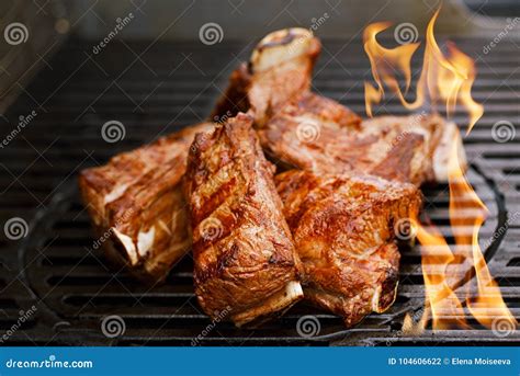 Beef Short Ribs On Bbq Grill Stock Photo Image Of Grilled Charcoal