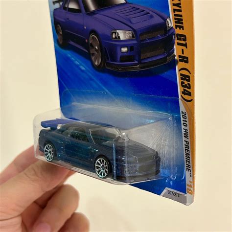 Hot Wheels Nissan Skyline GT R R34 First Edition Blue Colour Plastic Spoiler Hobbies Toys