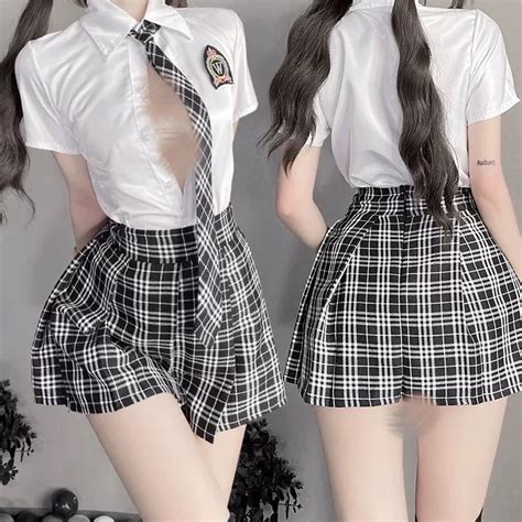 Jual PROMO ALE Set Lingerie Sexy Cosplay Party JK Seragam Cosplay Rok Rempel Siswa A B