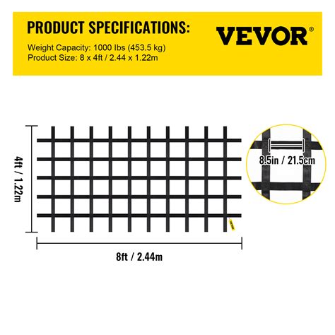 VEVOR Climbing Cargo Net Climbing Net 8' x 4' Playground Rope Ladder ...