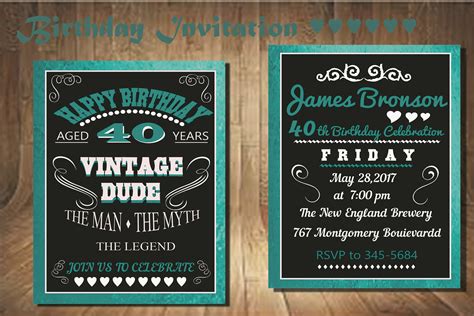 Birthday Invitation Card Front Back
