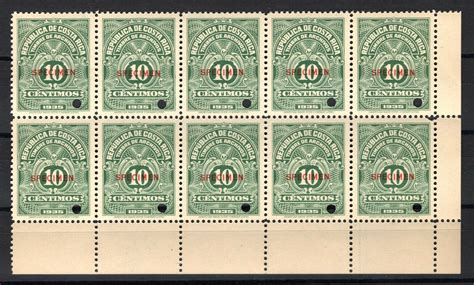 Costa Rica Abnco Revenue Stamps C Specimen Block Umm