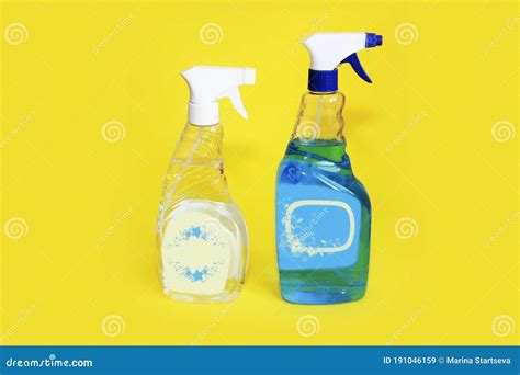 Colorful Plastic Spray Bottles For Household Chemicals Stock Image