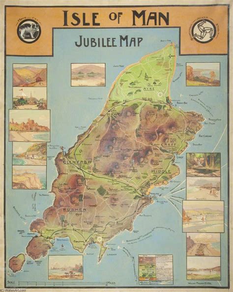 Reproducciones De Pinturas Mapa Del Jubileo De La Isla Del Hombre