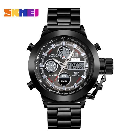 Skmei Skmei Black Stainless Steel Analog Digital Men S Watch Buy